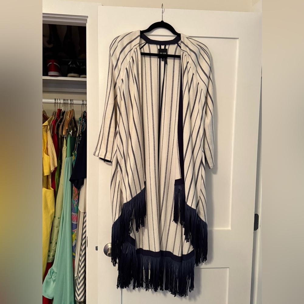 NIC+ZOE Long Open Poncho with Tassels